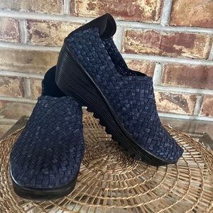 bernie mev. Blue Woven Slip-On Shoes